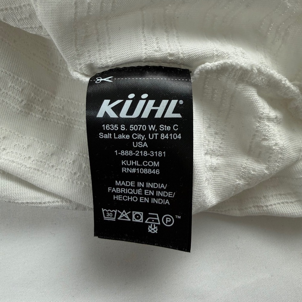 KUHL WILLA White Textured Stripe T-Shirt Dress Casual Pocket Comfort Size L - Picture 7 of 9